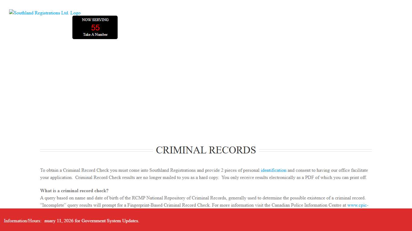 Southland Registrations Ltd - Criminal Record Checks in Alberta
